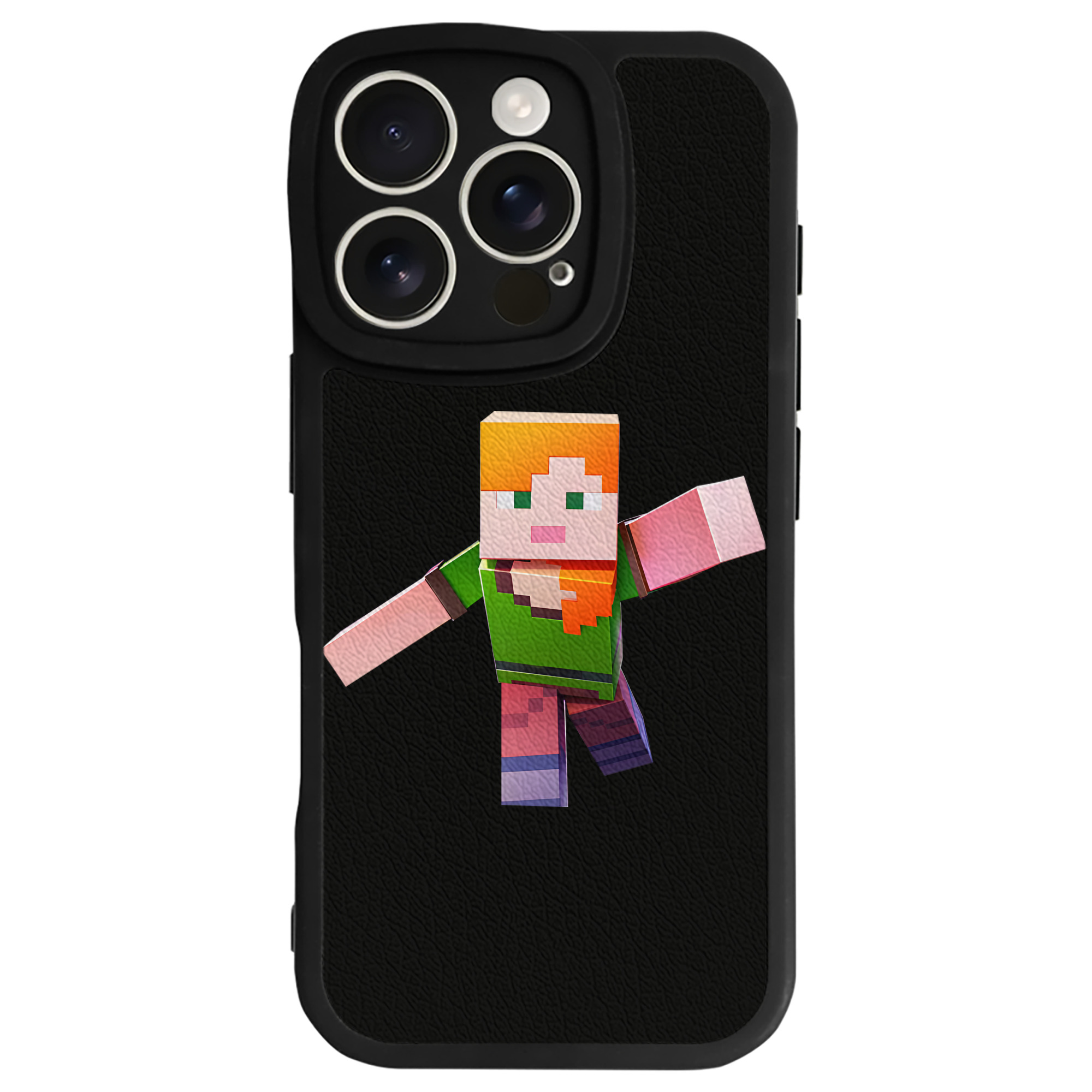 （画像用） マインクラフト ブロックの世界 Minecraft MC Block world 【iPhone 16シリーズ対応】シリコンスマホケース（レザー調） 材質：シリコン